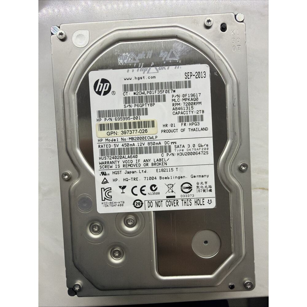 HP 695995-001 2TB 3.5" 7200RPM Hard Drive Tested Working 100% Health